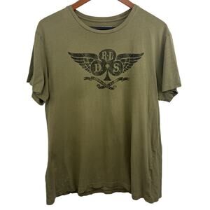 Denim Supply Ralph Lauren Army Green Wings Clubs Graphic Large Grunge Y2K